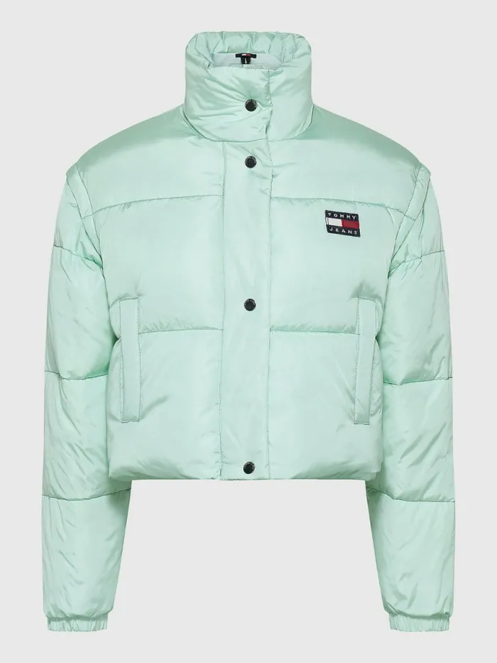 Tommy Hilfiger Recycled Convertible Cropped Vest Puffer Jacket Clear Lagoon Womens Coats and Jackets Fashion