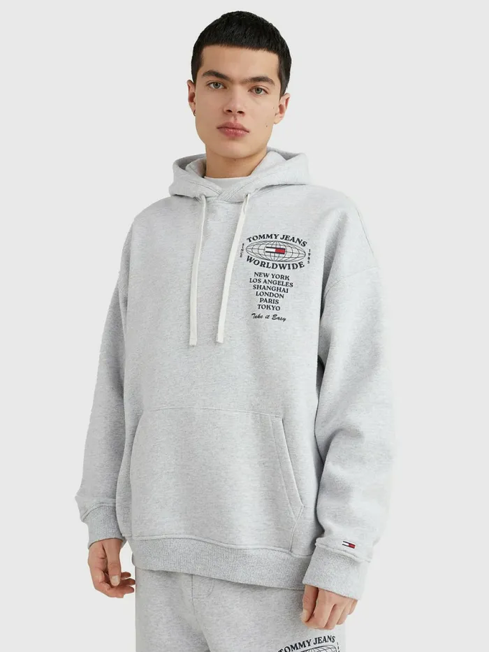Tommy Hilfiger Recycled Logo Hoody Silver Grey Htr Mens Sweatshirts and Hoodies Casaul Tommy Hilfiger Recycled Logo Hoody Silver Grey Htr Mens Sweatshirts and Hoodies Casaul