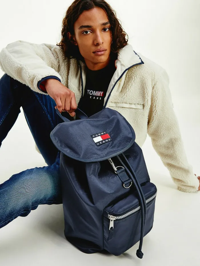 Tommy Hilfiger Recycled Nylon Badge Backpack Twilight Navy Mens Bags Fashion