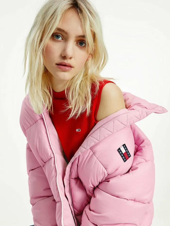 Tommy Hilfiger Recycled Nylon Puffer Jacket Romantic Pink Womens Coats and Jackets Sale