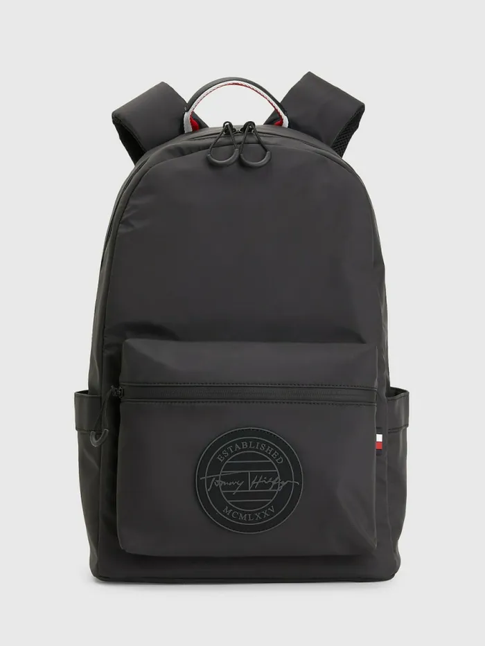 Tommy Hilfiger Recycled Polyester Signature Logo Backpack Black Mens Bags For Sale Tommy Hilfiger Recycled Polyester Signature Logo Backpack Black Mens Bags For Sale
