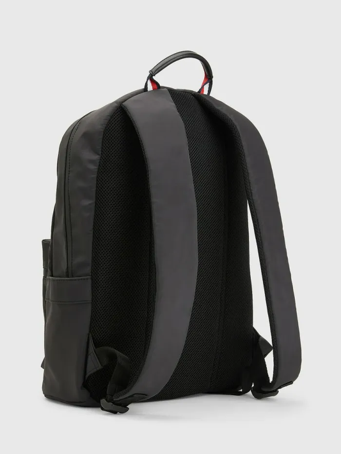 Tommy Hilfiger Recycled Polyester Signature Logo Backpack Black Mens Bags For Sale