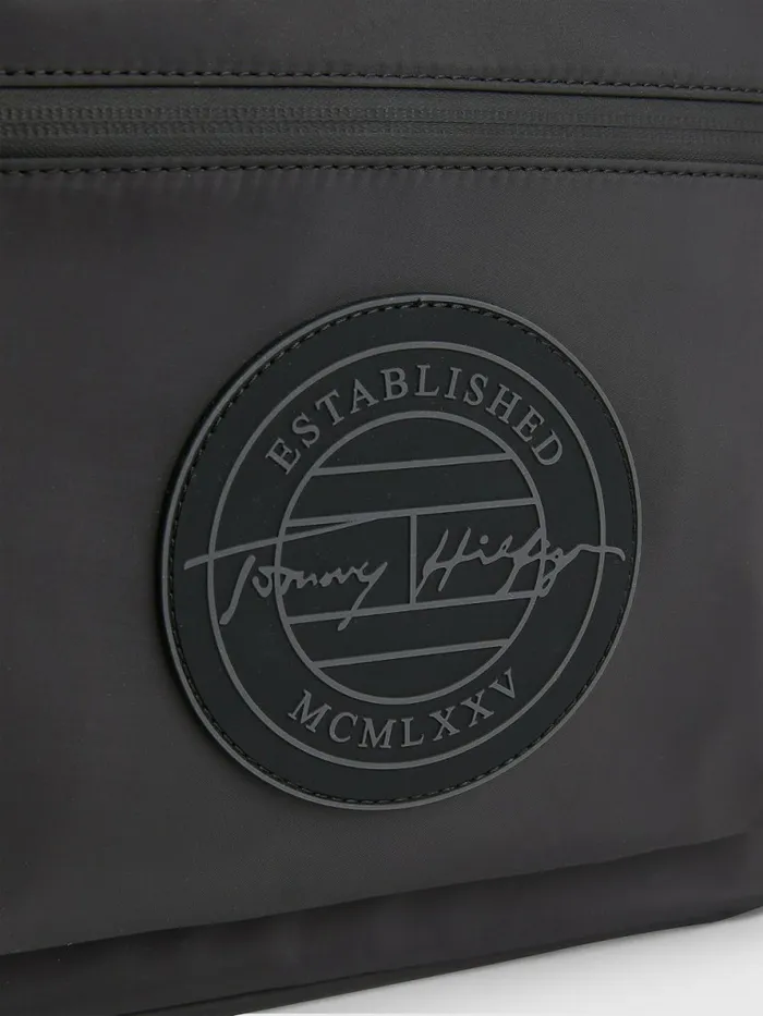Tommy Hilfiger Recycled Polyester Signature Logo Backpack Black Mens Bags For Sale