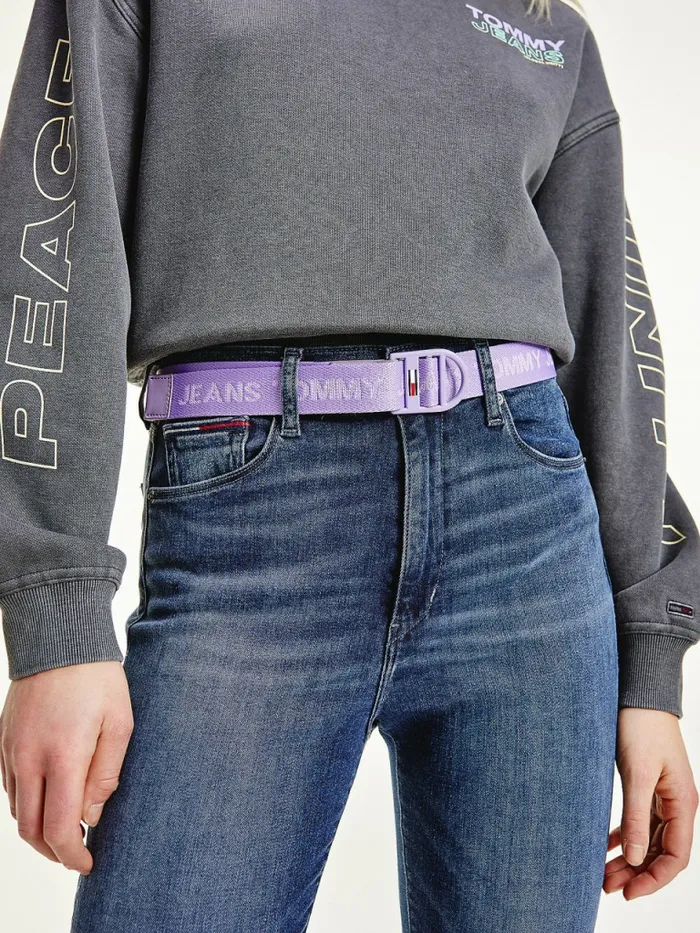 Tommy Hilfiger Recycled Repeat Logo Webbing Belt Violet Viola Womens Belts Online