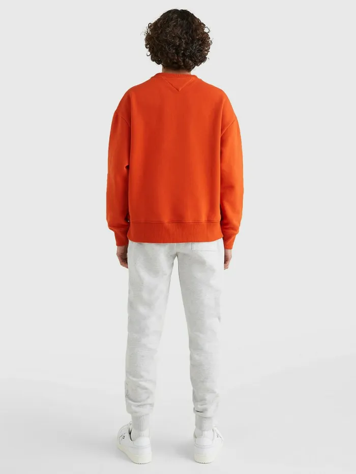 Tommy Hilfiger Recycled Signature Logo Relaxed Sweatshirt Orange Spice Mens Sweatshirts and Hoodies Gift Ideas