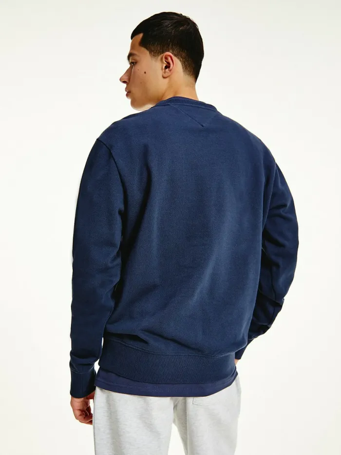 Tommy Hilfiger Recycled Signature Logo Relaxed Sweatshirt Twilight Navy Mens Sweatshirts and Hoodies For Sale