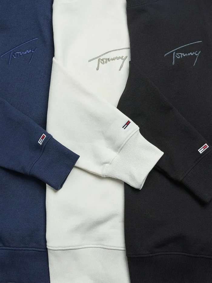 Tommy Hilfiger Recycled Signature Logo Relaxed Sweatshirt Twilight Navy Mens Sweatshirts and Hoodies For Sale