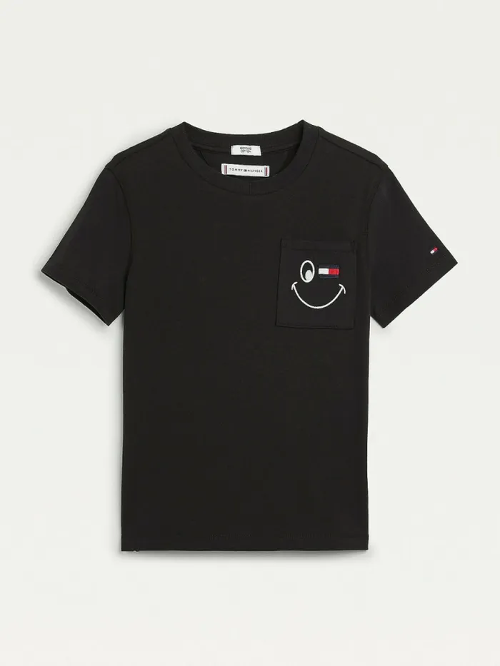 Tommy Hilfiger Recycled Smiley TShirt Black Boys TShirts and Polos Gift for Friend Tommy Hilfiger Recycled Smiley TShirt Black Boys TShirts and Polos Gift for Friend