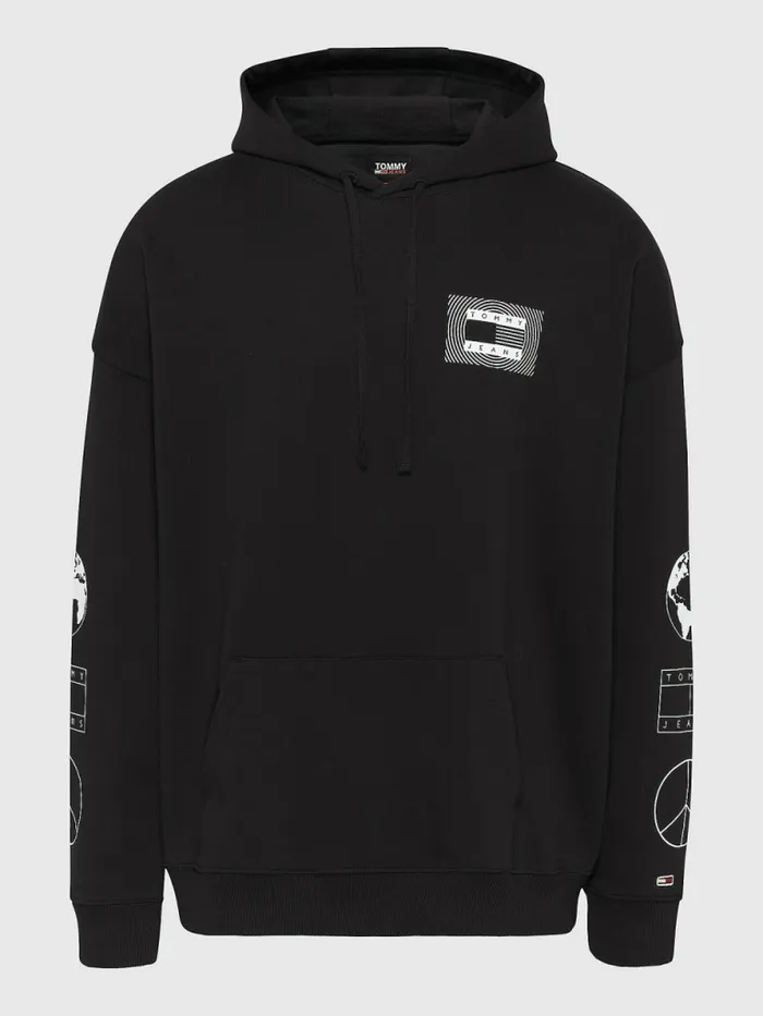 Tommy Hilfiger Recycled Unity Back Graphic Hoody Black Mens Sweatshirts and Hoodies On Sale