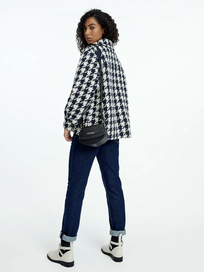 Tommy Hilfiger Recycled Wool Blend Houndstooth Shacket Ow Mid HoundstoothDsrt SkyEcru Womens Coats and Jackets Popular