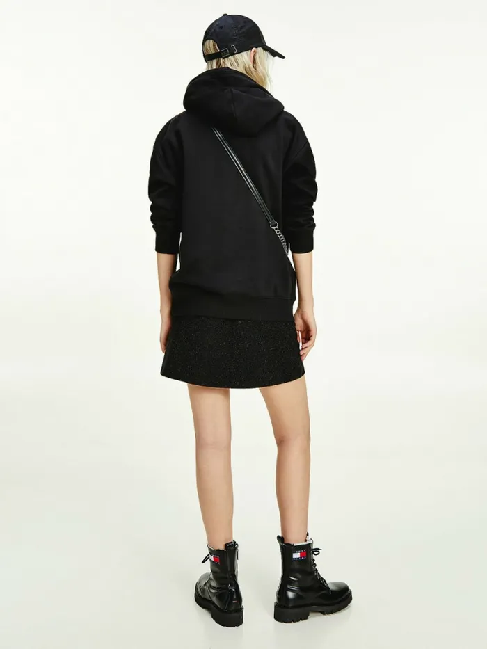 Tommy Hilfiger Relaxed Fit Badge Hoody Black Womens Sweatshirts and Hoodies Near Me