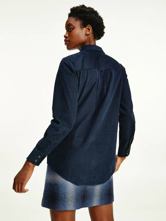 Tommy Hilfiger Relaxed Fit Corduroy Shirt Desert Sky Womens Shirts and Blouses Fashion
