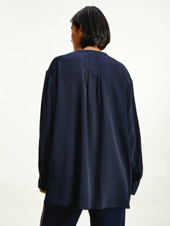 Tommy Hilfiger Relaxed Fit Crepe Blouse Desert Sky Womens Shirts and Blouses For Sale