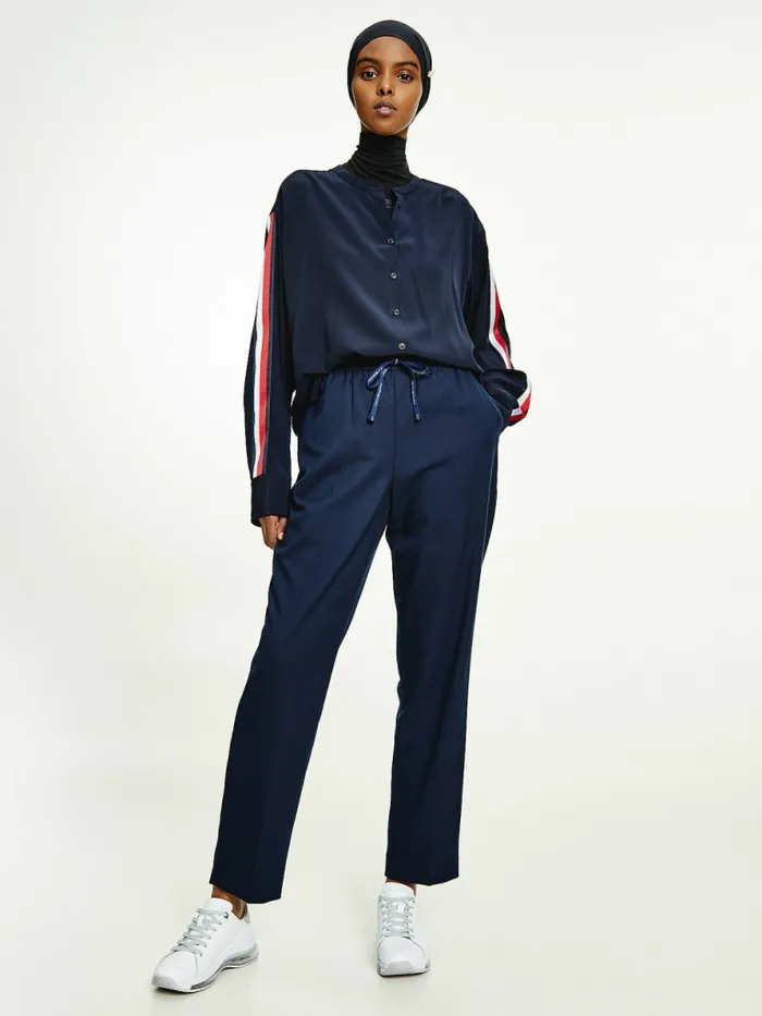 Tommy Hilfiger Relaxed Fit Crepe Blouse Desert Sky Womens Shirts and Blouses For Sale