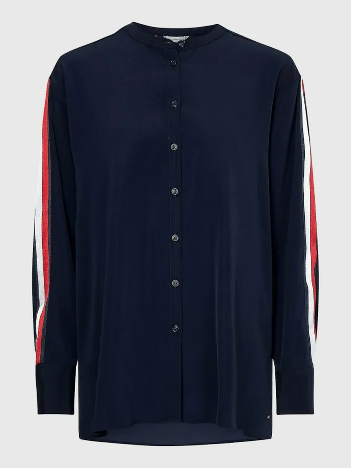 Tommy Hilfiger Relaxed Fit Crepe Blouse Desert Sky Womens Shirts and Blouses For Sale