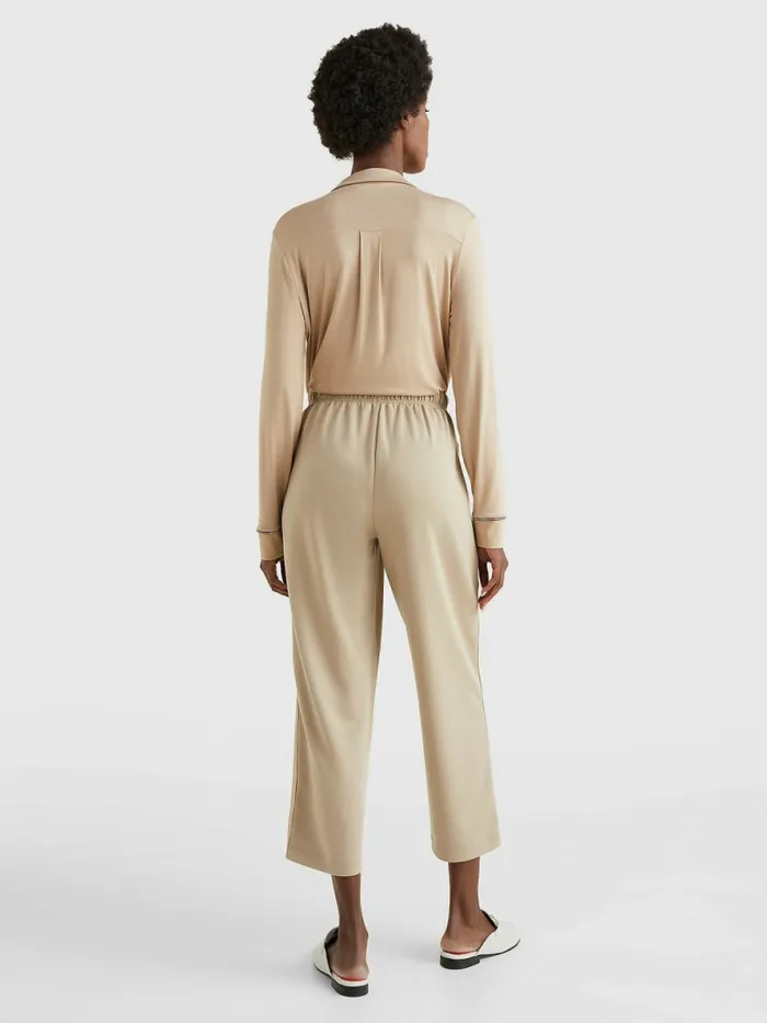 Tommy Hilfiger Relaxed Fit Drawstring Trousers Beige Womens Trousers