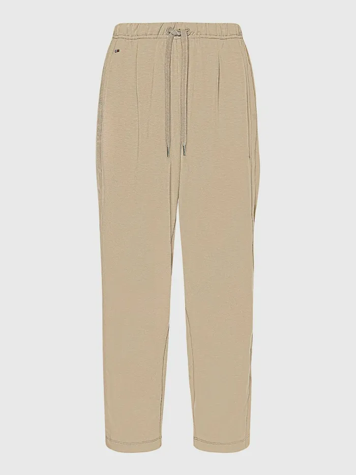 Tommy Hilfiger Relaxed Fit Drawstring Trousers Beige Womens Trousers