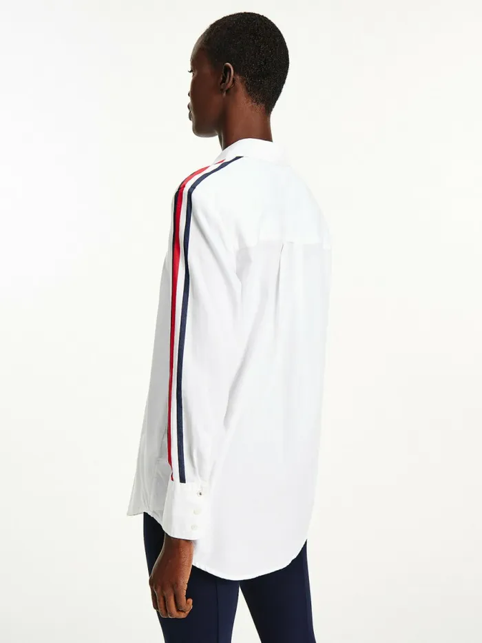 Tommy Hilfiger Relaxed Fit Girlfriend Shirt Th Optic White Womens Shirts and Blouses Fashion