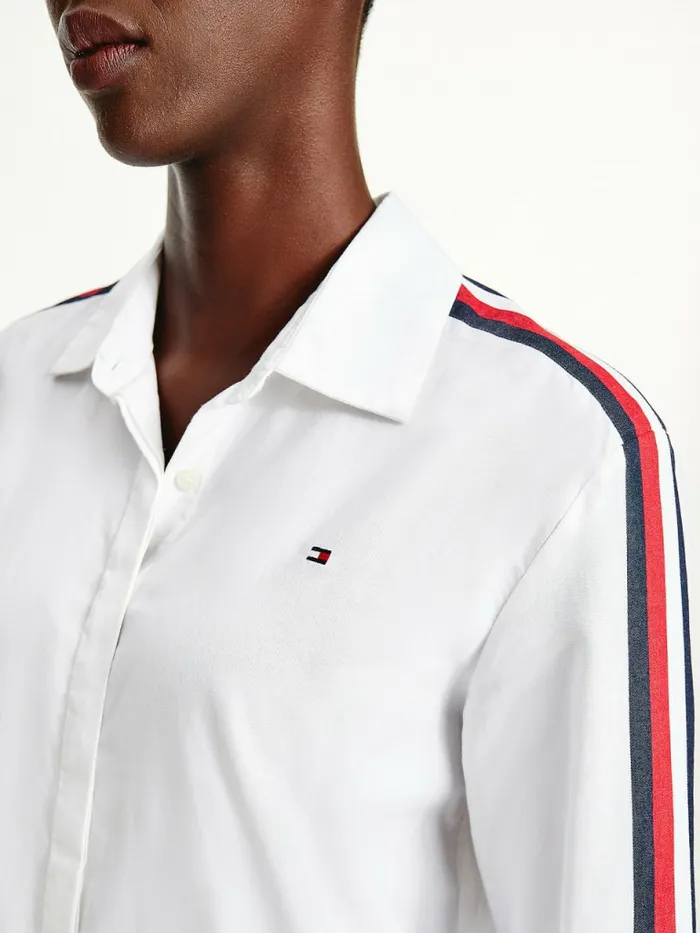 Tommy Hilfiger Relaxed Fit Girlfriend Shirt Th Optic White Womens Shirts and Blouses Fashion