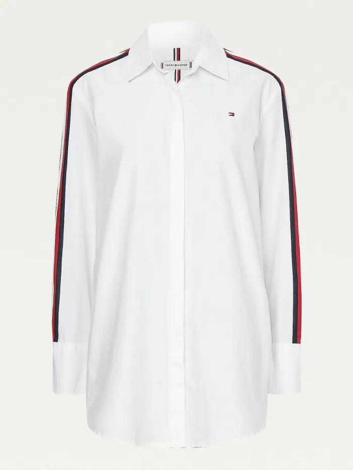 Tommy Hilfiger Relaxed Fit Girlfriend Shirt Th Optic White Womens Shirts and Blouses Fashion