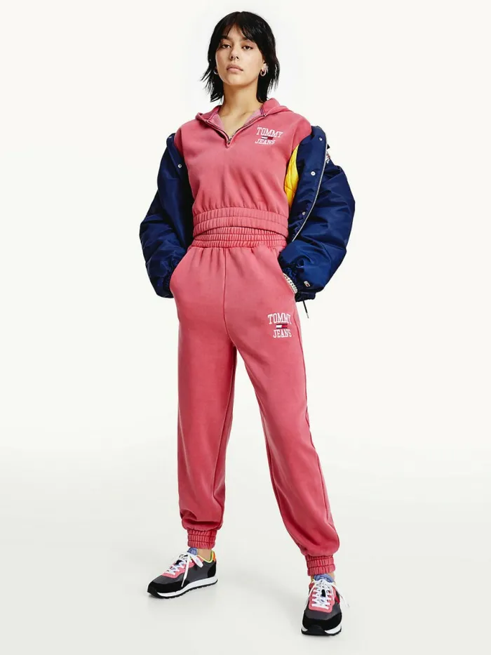 Tommy Hilfiger Relaxed Fit Logo Joggers Cranberry Crush Womens Trousers