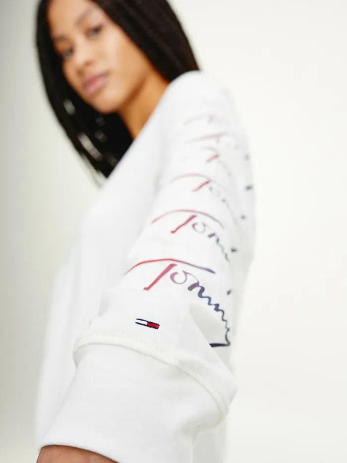 Tommy Hilfiger Relaxed Fit Long Sleeve Ombre TShirt Snow White Womens TShirts Popular