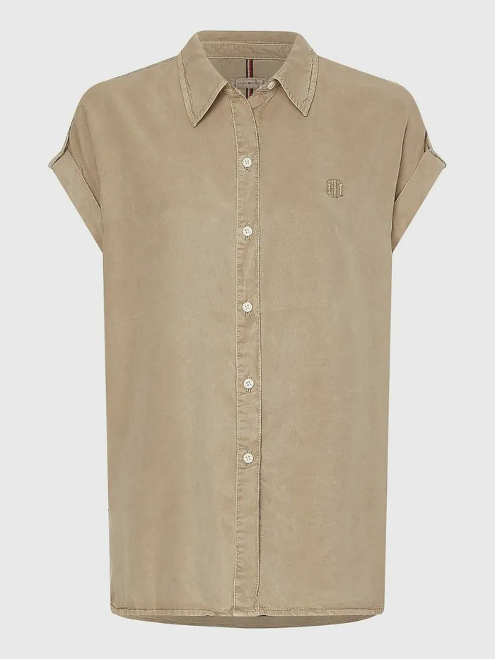Tommy Hilfiger Relaxed Fit Short Sleeve Shirt Beige Womens CoOrds