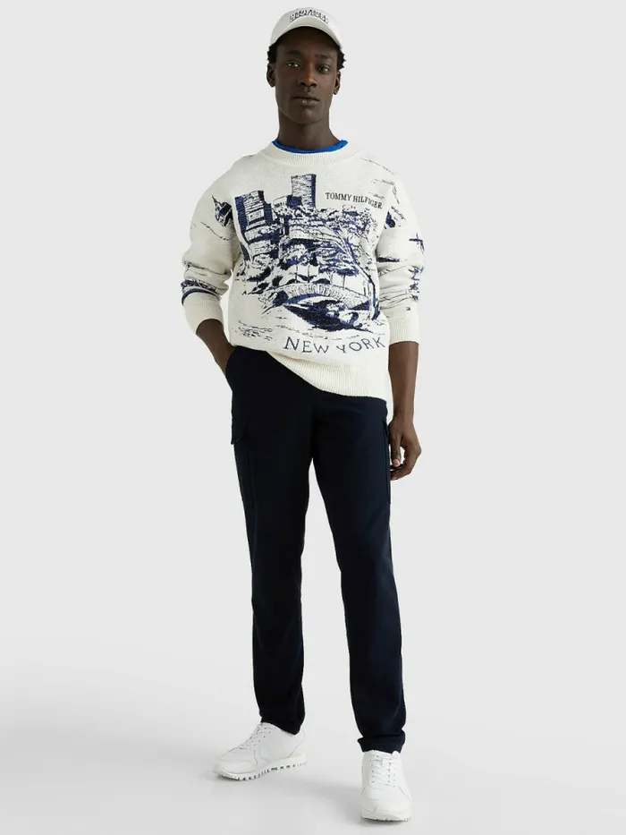 Tommy Hilfiger Relaxed Fit Th Flex Cargo Trousers Desert Sky Mens Trousers