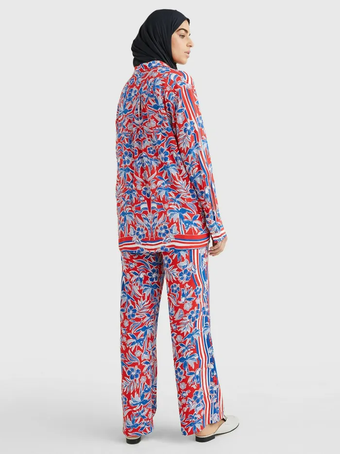 Tommy Hilfiger Relaxed Scarf Print Blouse Island Scarf Red Womens Shirts and Blouses Online