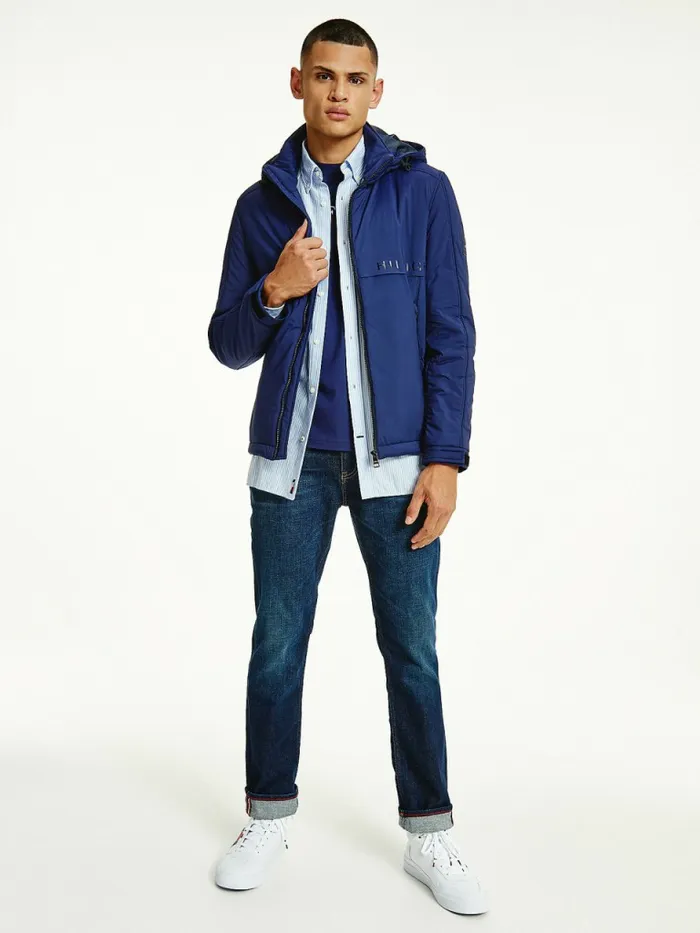 Tommy Hilfiger Removable Hood Stretch Nylon Jacket Yale Navy Mens Coats and Jackets Near Me Tommy Hilfiger Removable Hood Stretch Nylon Jacket Yale Navy Mens Coats and Jackets Near Me
