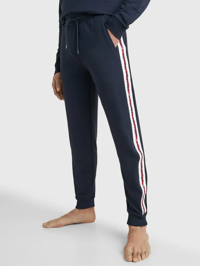 Tommy Hilfiger Repeat Logo Drawstring Joggers Desert Sky Mens Trousers