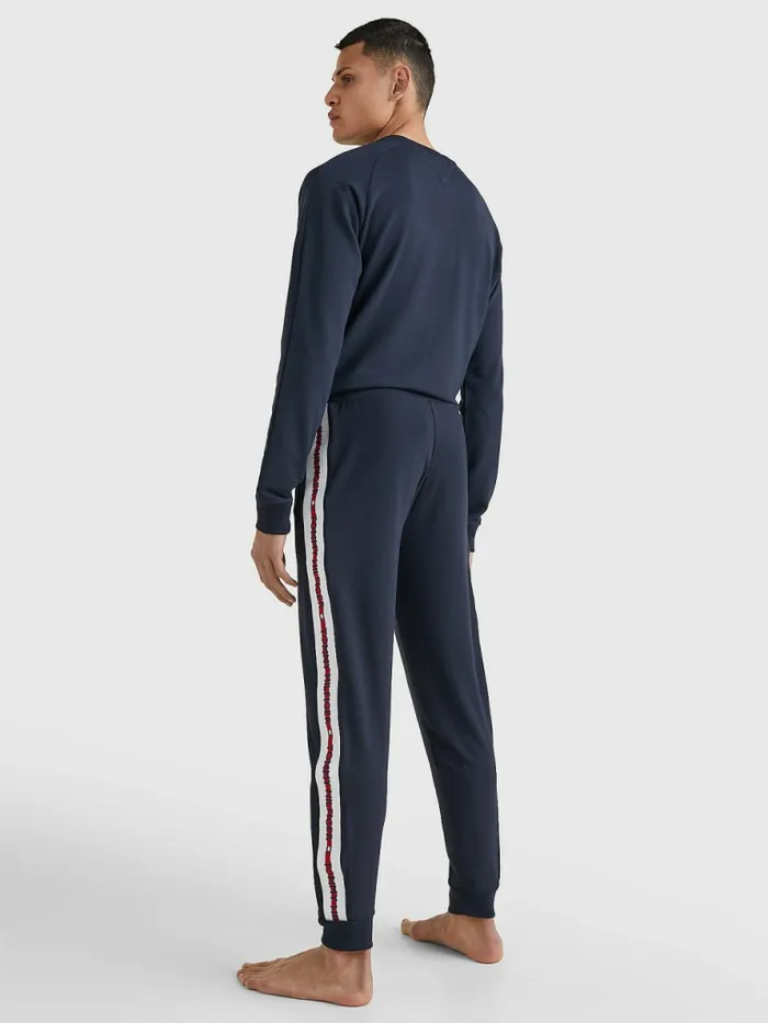 Tommy Hilfiger Repeat Logo Drawstring Joggers Desert Sky Mens Trousers