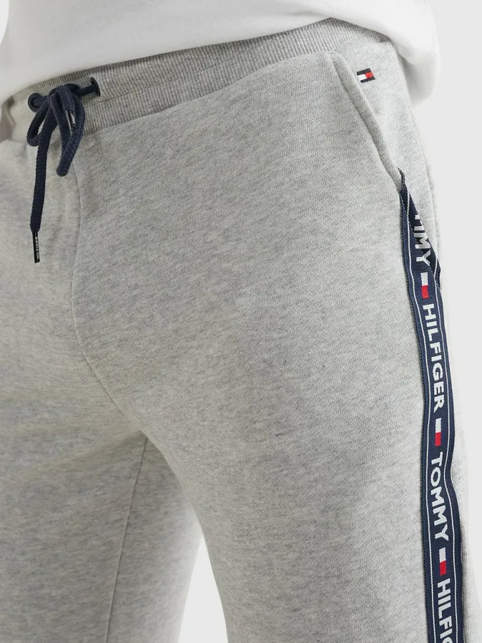 Tommy Hilfiger Repeat Logo Tape Joggers Grey Heather Mens Loungewear and Nightwear