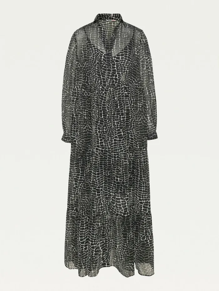 Tommy Hilfiger Reptile Print Recycled Tiered Shirt Dress Reptile Print Womens Dresses and Jumpsuits Online