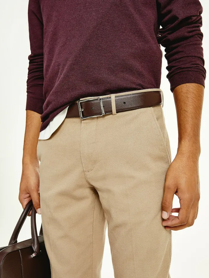 Tommy Hilfiger Reversible Leather Belt BlackBurgundy Mens Belts Gift Ideas