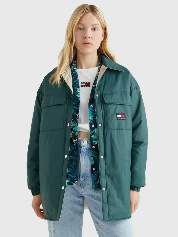 Tommy Hilfiger Reversible Padded Shacket Rainforest Green Womens Coats and Jackets Popular Tommy Hilfiger Reversible Padded Shacket Rainforest Green Womens Coats and Jackets Popular