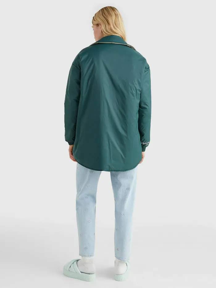 Tommy Hilfiger Reversible Padded Shacket Rainforest Green Womens Coats and Jackets Popular