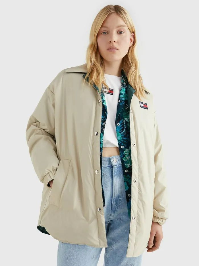 Tommy Hilfiger Reversible Padded Shacket Rainforest Green Womens Coats and Jackets Popular