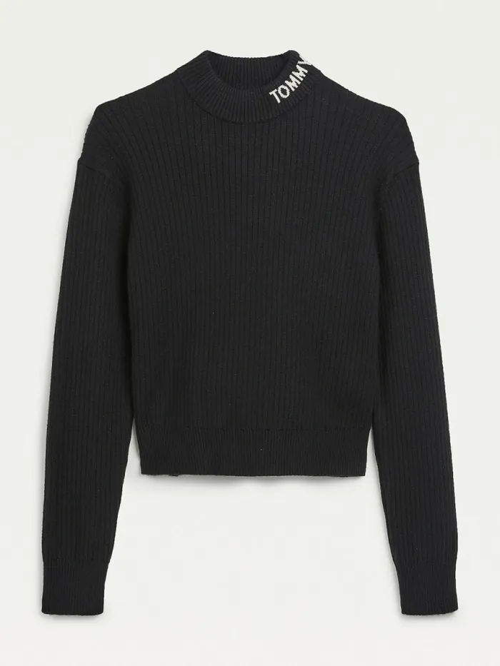 Tommy Hilfiger RibKnit Intarsia Turtleneck Jumper Black Girls Jumpers and Cardigans Fashion Tommy Hilfiger RibKnit Intarsia Turtleneck Jumper Black Girls Jumpers and Cardigans Fashion