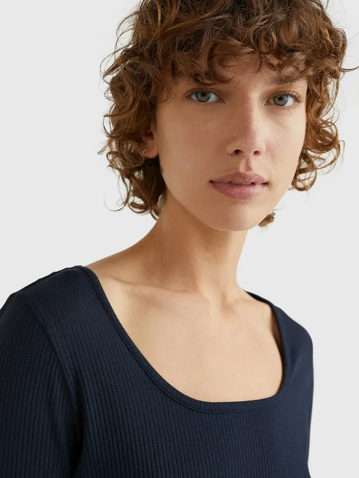 Tommy Hilfiger Rib Square Neck Slim Midi Dress Desert Sky Womens Dresses and Jumpsuits Gift Ideas