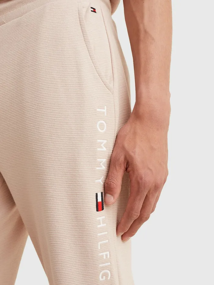 Tommy Hilfiger Ribbed Organic Cotton Joggers Balanced Beige Mens Trousers