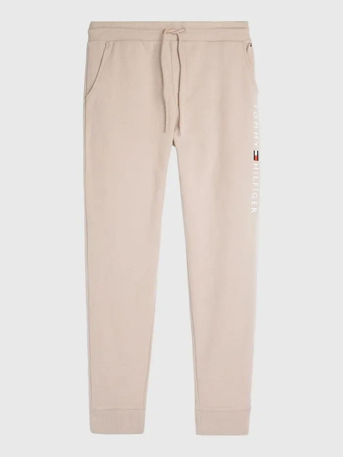 Tommy Hilfiger Ribbed Organic Cotton Joggers Balanced Beige Mens Trousers
