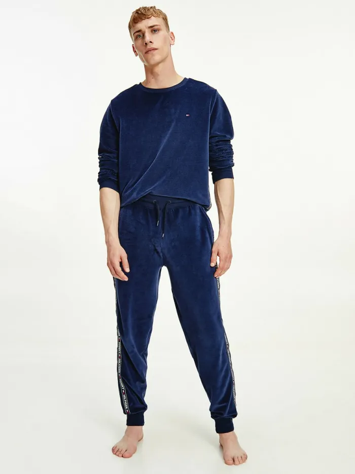 Tommy Hilfiger Ribbed Texture Joggers Desert Sky Mens Trousers