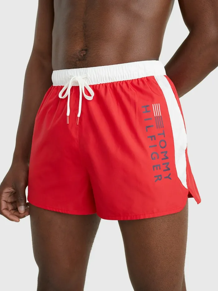Tommy Hilfiger Ripstop Runner Swim Shorts Primary Red Mens Swimwear Cheap On Sale Tommy Hilfiger Ripstop Runner Swim Shorts Primary Red Mens Swimwear Cheap On Sale