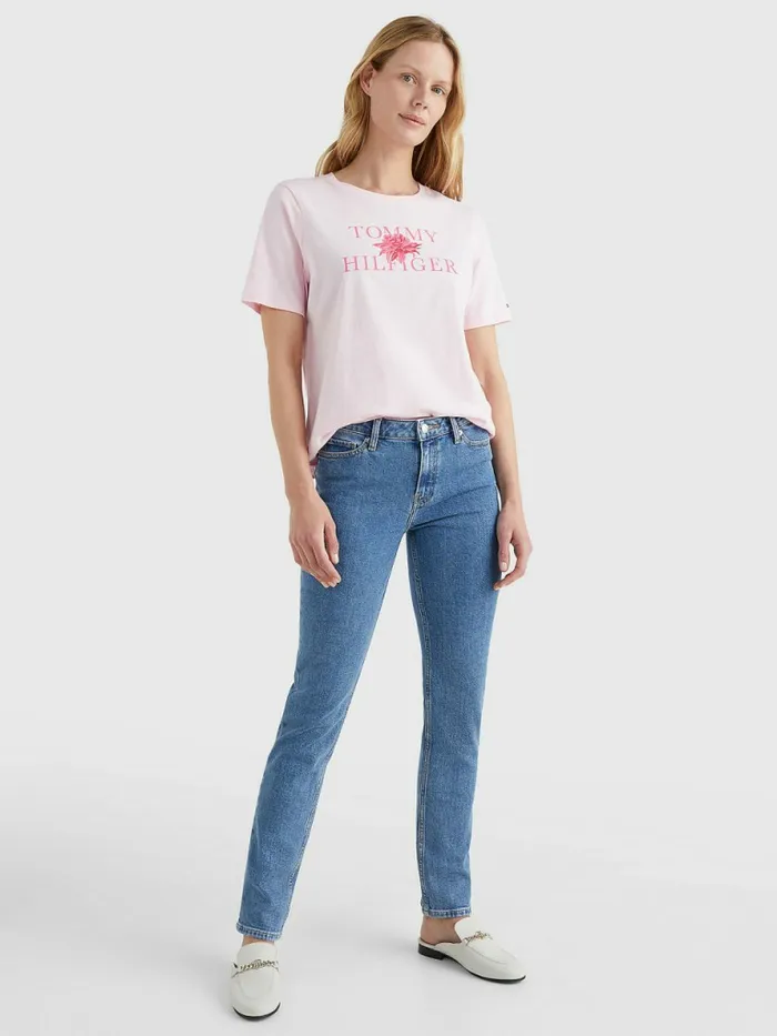 Tommy Hilfiger Rome Mid Rise Straight Faded Jeans Aura Womens Jeans Sale