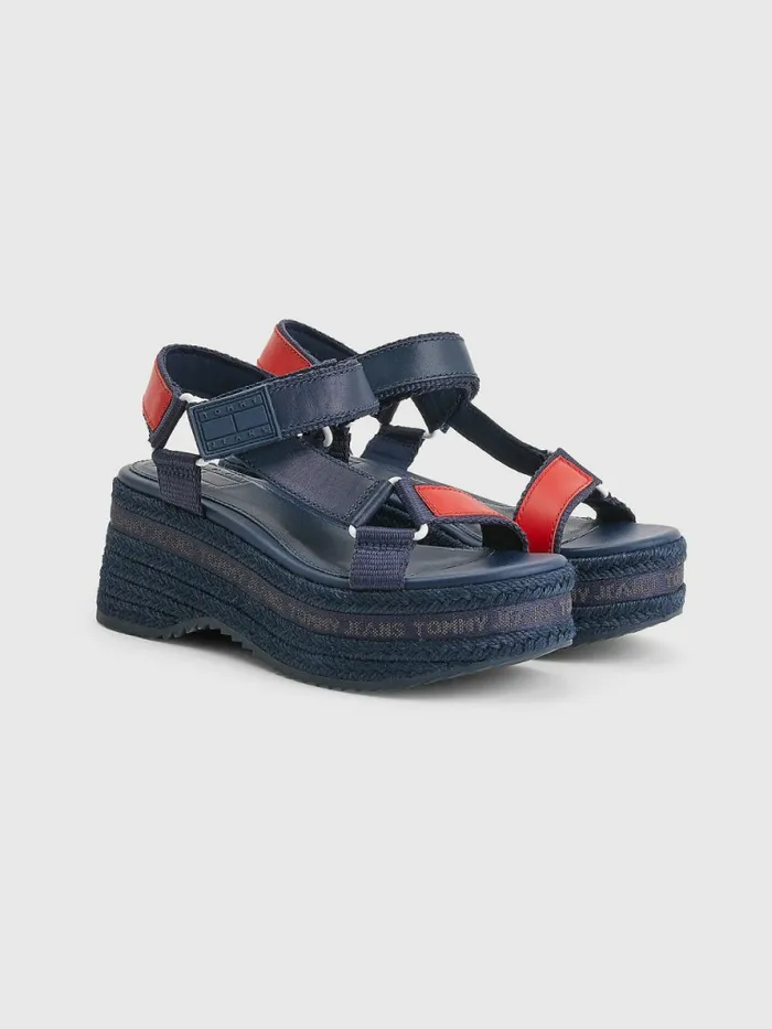 Tommy Hilfiger Rope Wedge Heel Leather Sandals Rwb Womens Sandals Online