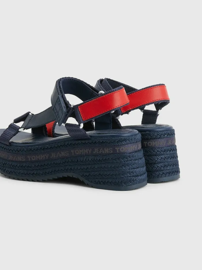 Tommy Hilfiger Rope Wedge Heel Leather Sandals Rwb Womens Sandals Online