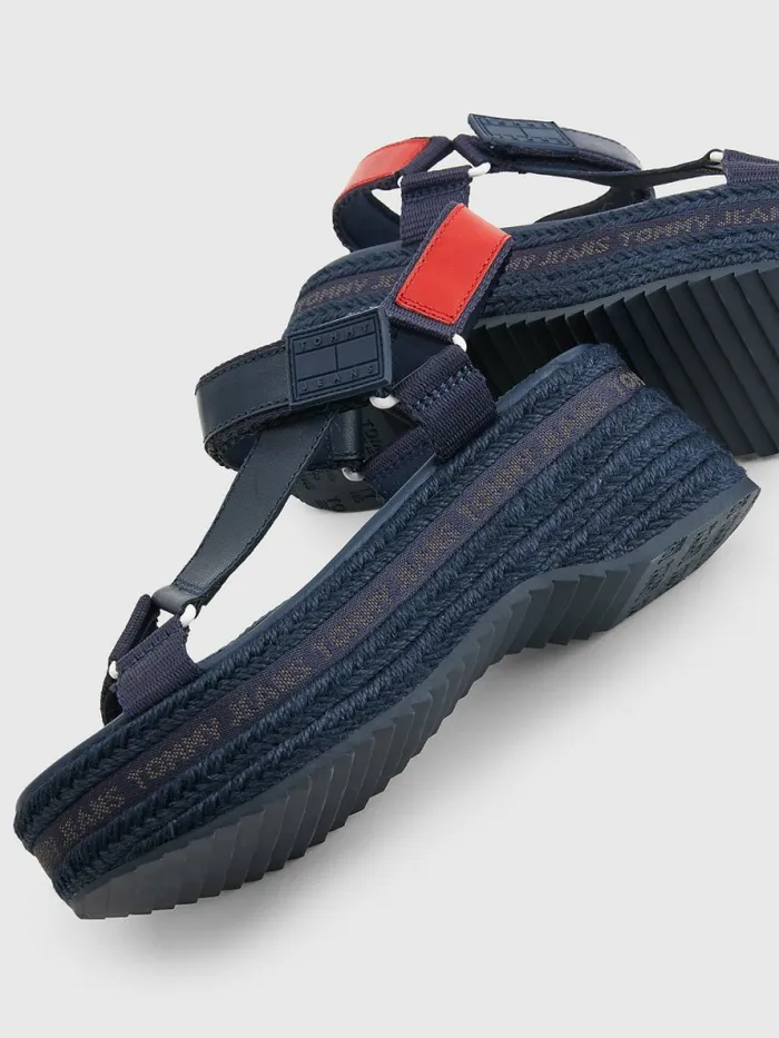 Tommy Hilfiger Rope Wedge Heel Leather Sandals Rwb Womens Sandals Online