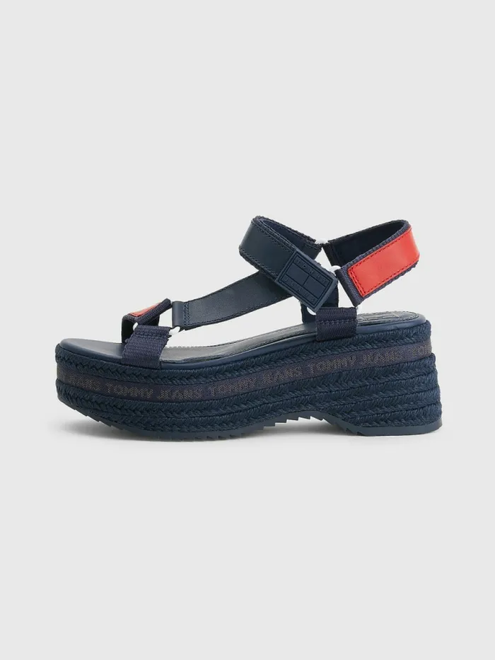 Tommy Hilfiger Rope Wedge Heel Leather Sandals Rwb Womens Sandals Online