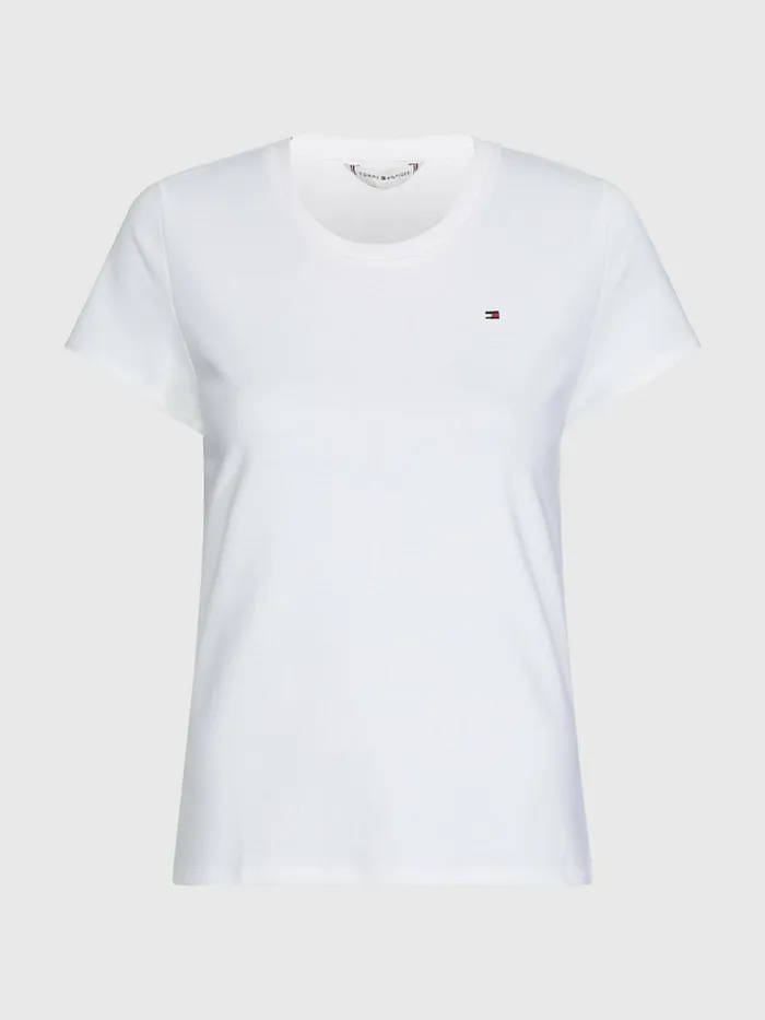 Tommy Hilfiger Round Neck Slim Fit TShirt White Womens TShirts Near Me